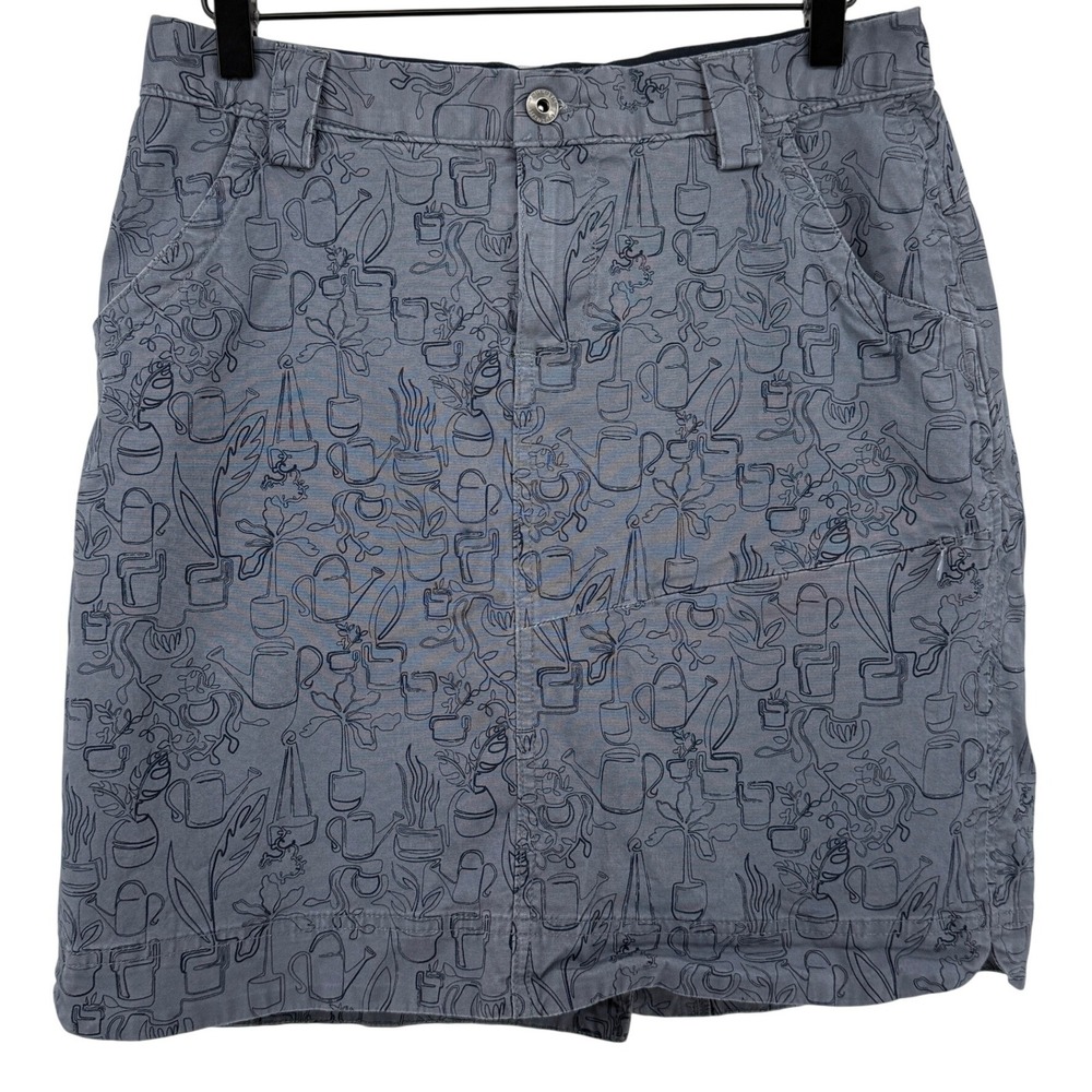Duluth Rootstock Gardening Skort Blue Women 6 Potted Plants All Over Print AOP